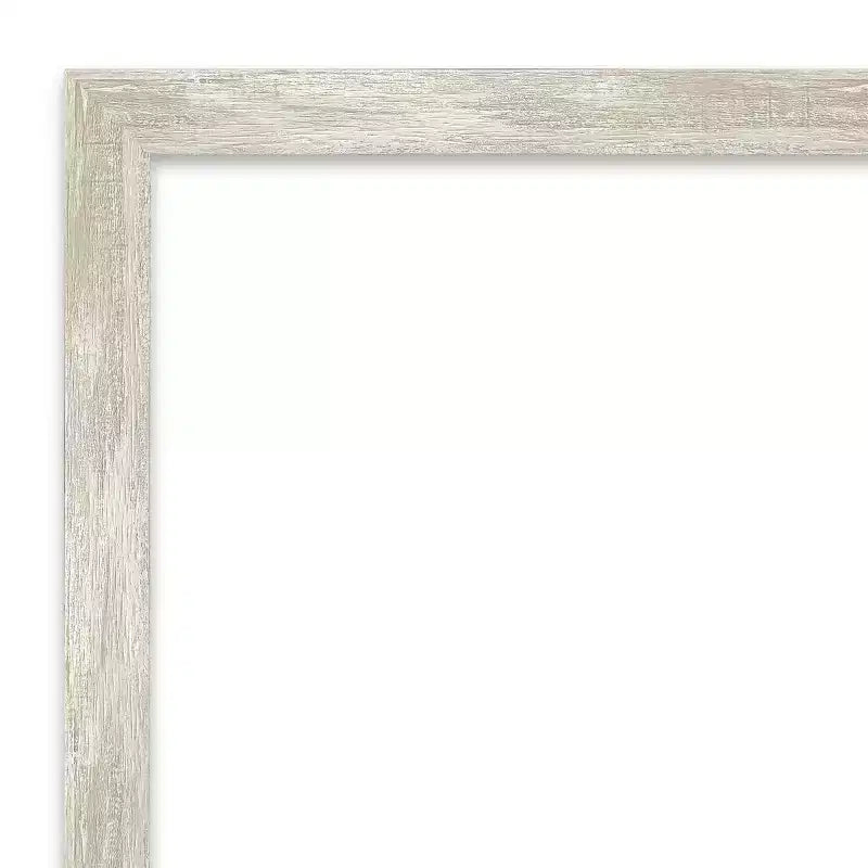 Espejo de pared rectangular, marco metálico plateado craquelado, 40"An x 29"Al, acabado mate desgastado