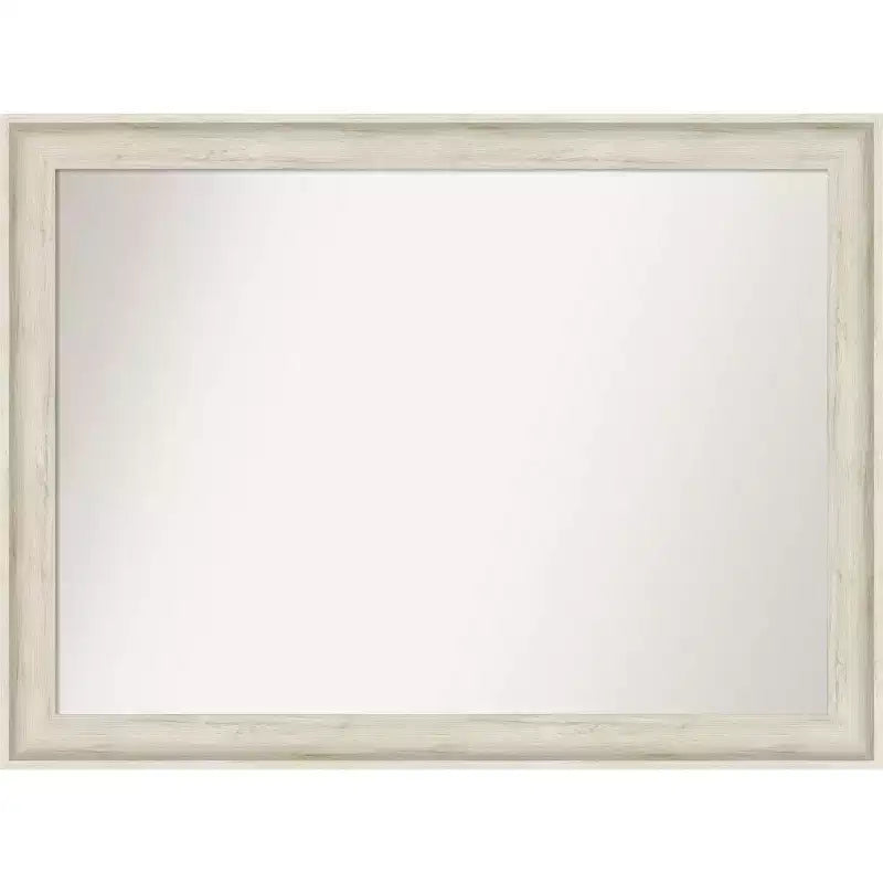 43" x 32" Non-Beveled Regal Birch Cream Bathroom Wall Mirror - Amanti Art: Rectangle, Polystyrene Frame, Wall Mounted