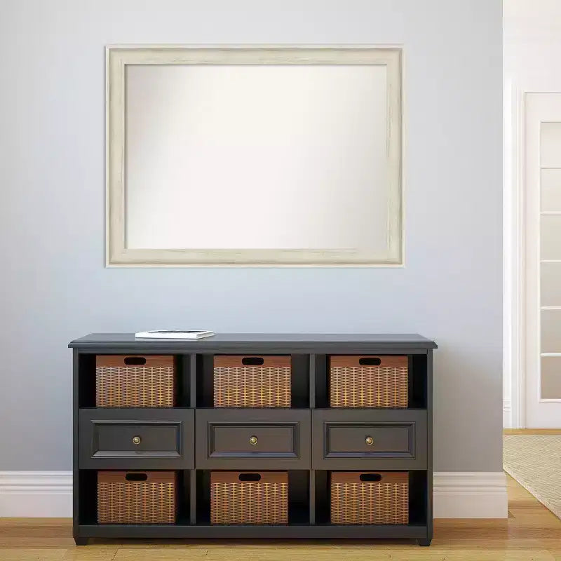 Espejo de pared para baño sin bisel Regal Birch Cream de 43" x 32" - Amanti Art: Rectangular, marco de poliestireno, montado en la pared