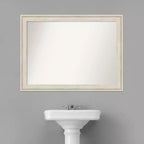Espejo de pared para baño sin bisel Regal Birch Cream de 43" x 32" - Amanti Art: Rectangular, marco de poliestireno, montado en la pared
