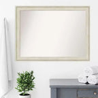 Espejo de pared para baño sin bisel Regal Birch Cream de 43" x 32" - Amanti Art: Rectangular, marco de poliestireno, montado en la pared