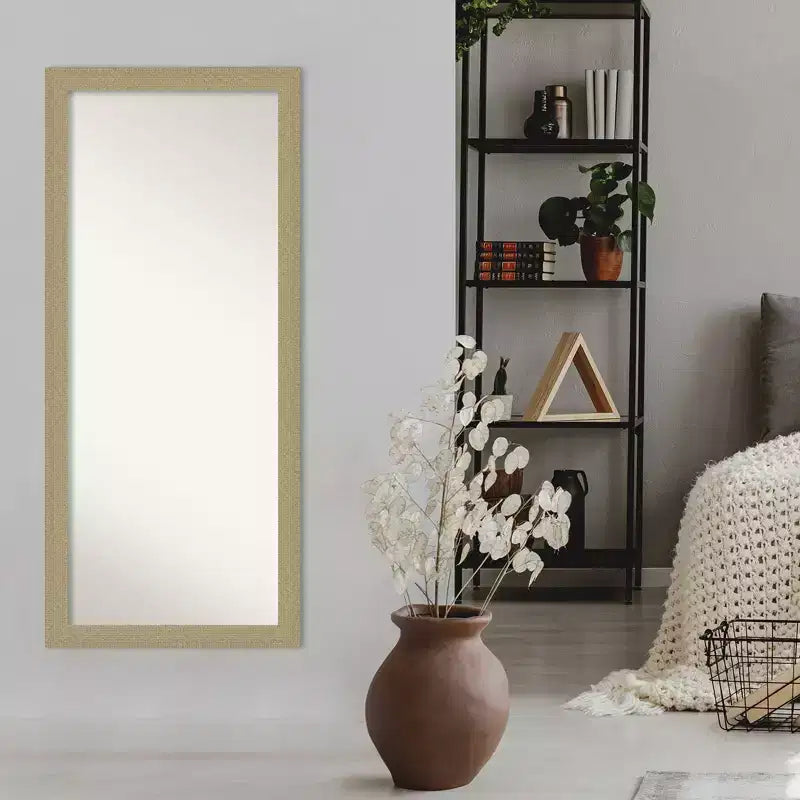 Espejo de pie de 28" x 64" con mosaico dorado sin bisel - Amanti Art: Grande, diseño elegante, fácil de montar