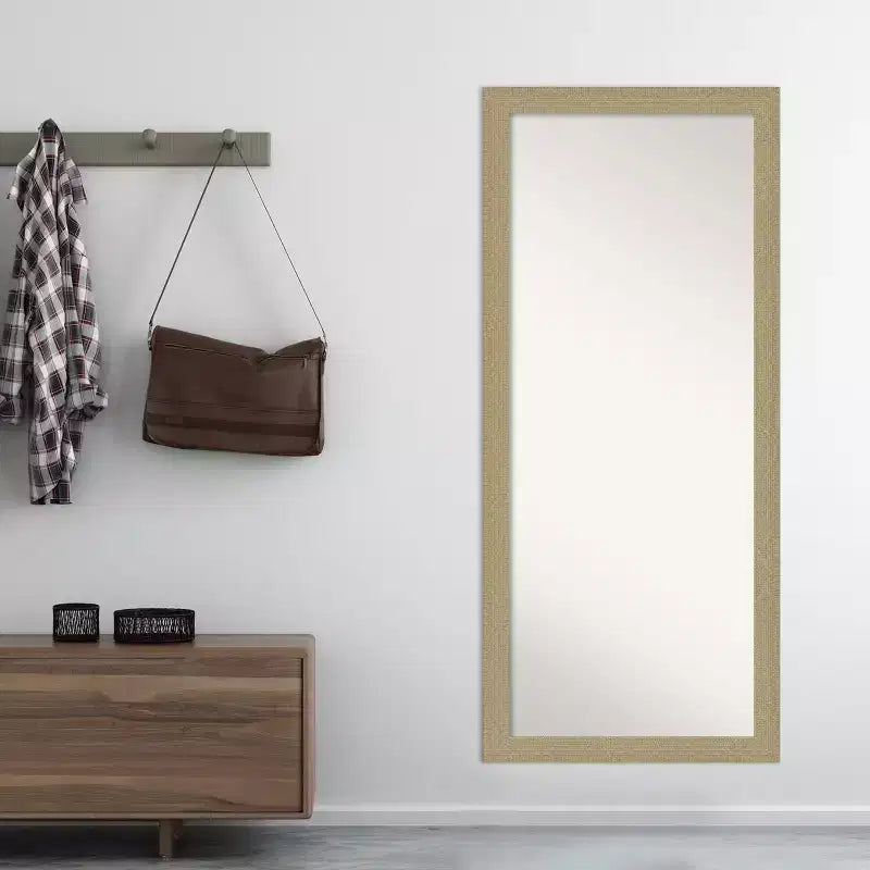 Espejo de pie de 28" x 64" con mosaico dorado sin bisel - Amanti Art: Grande, diseño elegante, fácil de montar
