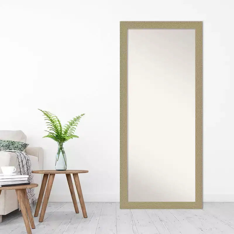 Espejo de pie de 28" x 64" con mosaico dorado sin bisel - Amanti Art: Grande, diseño elegante, fácil de montar