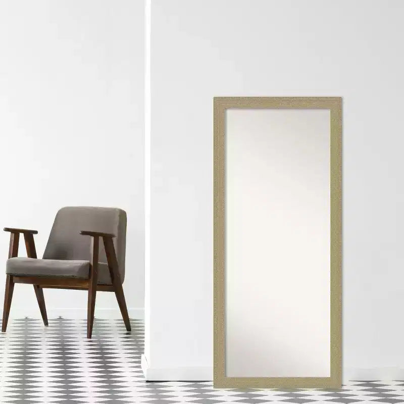 Espejo de pie de 28" x 64" con mosaico dorado sin bisel - Amanti Art: Grande, diseño elegante, fácil de montar