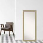 Espejo de pie de 28" x 64" con mosaico dorado sin bisel - Amanti Art: Grande, diseño elegante, fácil de montar