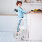 Taburete de un paso para niños pequeños, taburete de un paso para niños con asas laterales, taburete de plástico de 3 pasos para lavabo de baño, encimera de cocina, entrenamiento para ir al baño