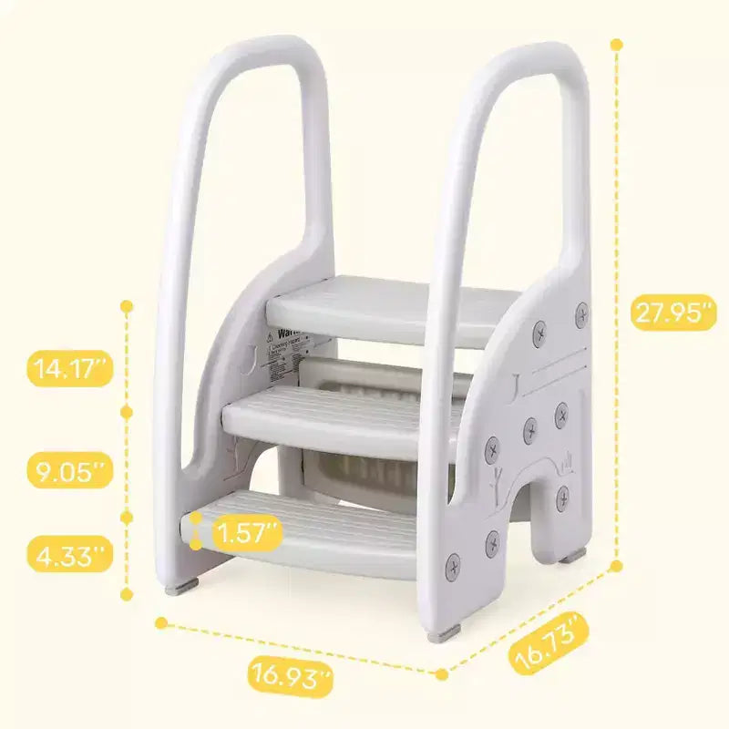 Taburete de un paso para niños pequeños, taburete de un paso para niños con asas laterales, taburete de plástico de 3 pasos para lavabo de baño, encimera de cocina, entrenamiento para ir al baño