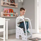 Taburete de un paso para niños pequeños, taburete de un paso para niños con asas laterales, taburete de plástico de 3 pasos para lavabo de baño, encimera de cocina, entrenamiento para ir al baño