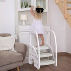 Taburete de un paso para niños pequeños, taburete de un paso para niños con asas laterales, taburete de plástico de 3 pasos para lavabo de baño, encimera de cocina, entrenamiento para ir al baño