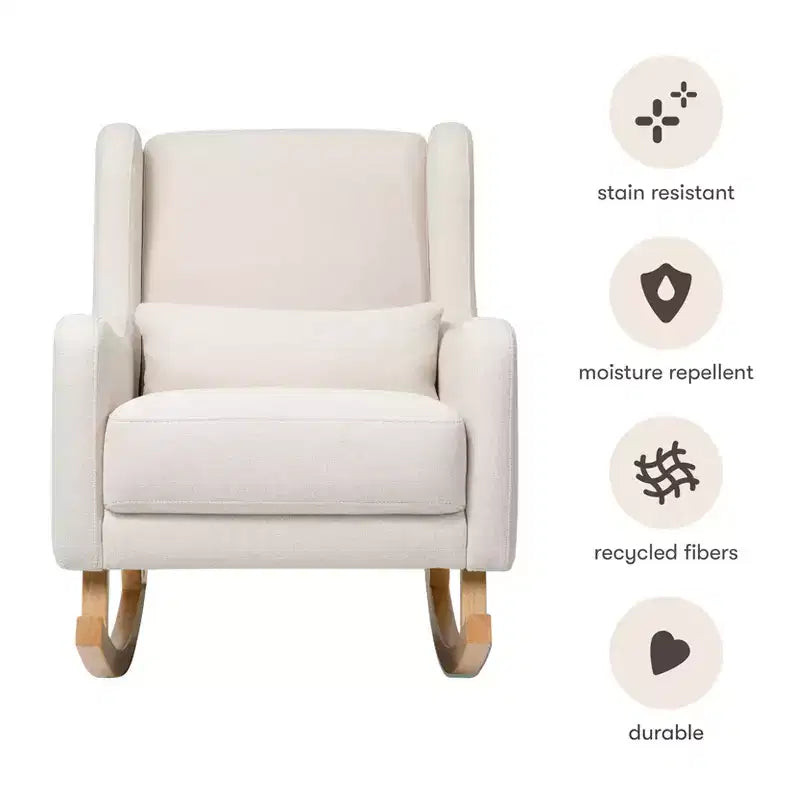 Mecedora con respaldo alto Mid-Century, tela de alto rendimiento ecológico, repelente al agua y resistente a las manchas