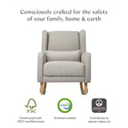 Mecedora con respaldo alto Mid-Century, tela de alto rendimiento ecológico, repelente al agua y resistente a las manchas