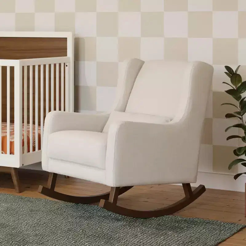 Mecedora con respaldo alto Mid-Century, tela de alto rendimiento ecológico, repelente al agua y resistente a las manchas