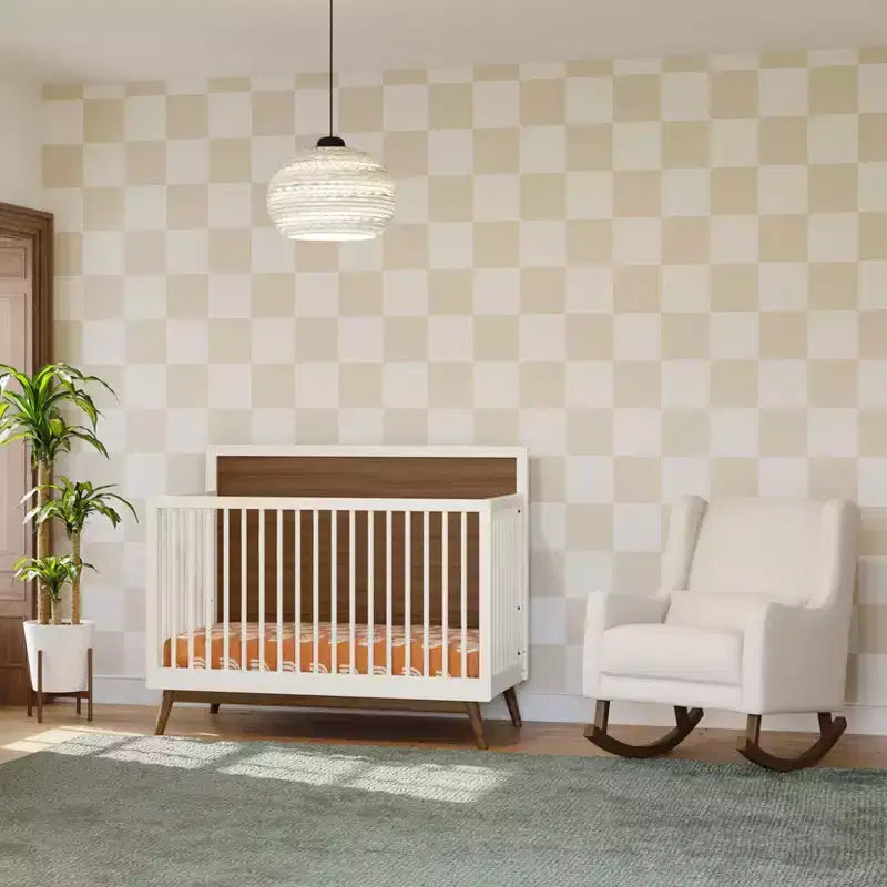 Mecedora con respaldo alto Mid-Century, tela de alto rendimiento ecológico, repelente al agua y resistente a las manchas