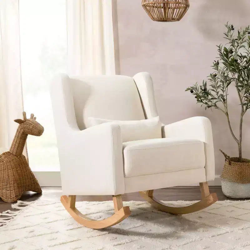 Mecedora con respaldo alto Mid-Century, tela de alto rendimiento ecológico, repelente al agua y resistente a las manchas
