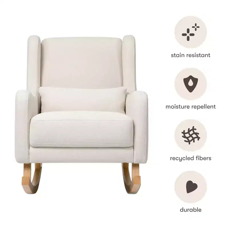 Mecedora con respaldo alto Mid-Century, tela de alto rendimiento ecológico, repelente al agua y resistente a las manchas