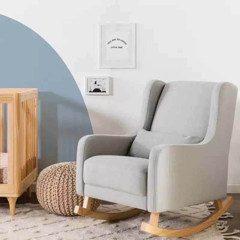 Mecedora con respaldo alto Mid-Century, tela de alto rendimiento ecológico, repelente al agua y resistente a las manchas