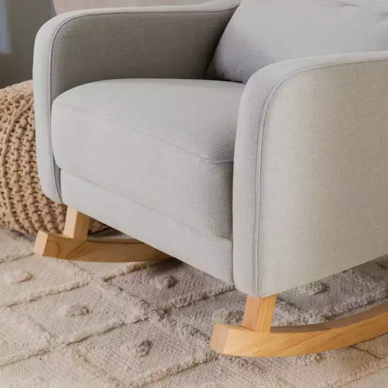 Mecedora con respaldo alto Mid-Century, tela de alto rendimiento ecológico, repelente al agua y resistente a las manchas