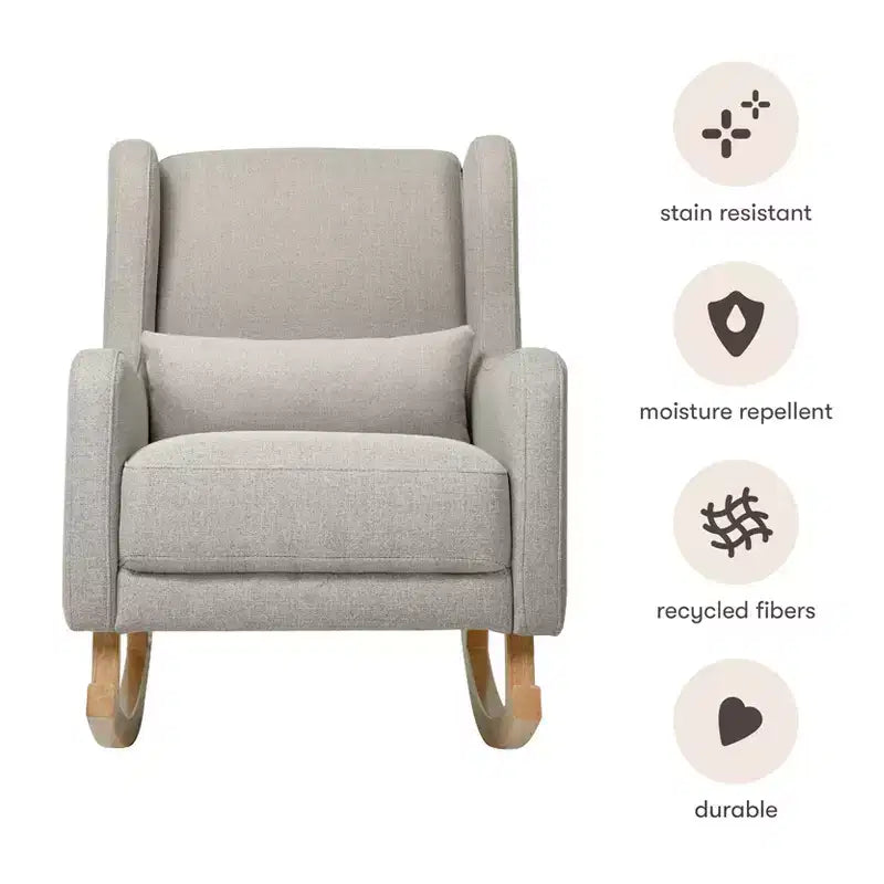 Mecedora con respaldo alto Mid-Century, tela de alto rendimiento ecológico, repelente al agua y resistente a las manchas