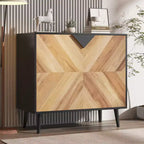 Armario de Almacenamiento con Vetas de Madera, 2 Puertas, Bisagras de Cierre Suave y Estante Ajustable, 80 cm An. x 74.4 cm Al.