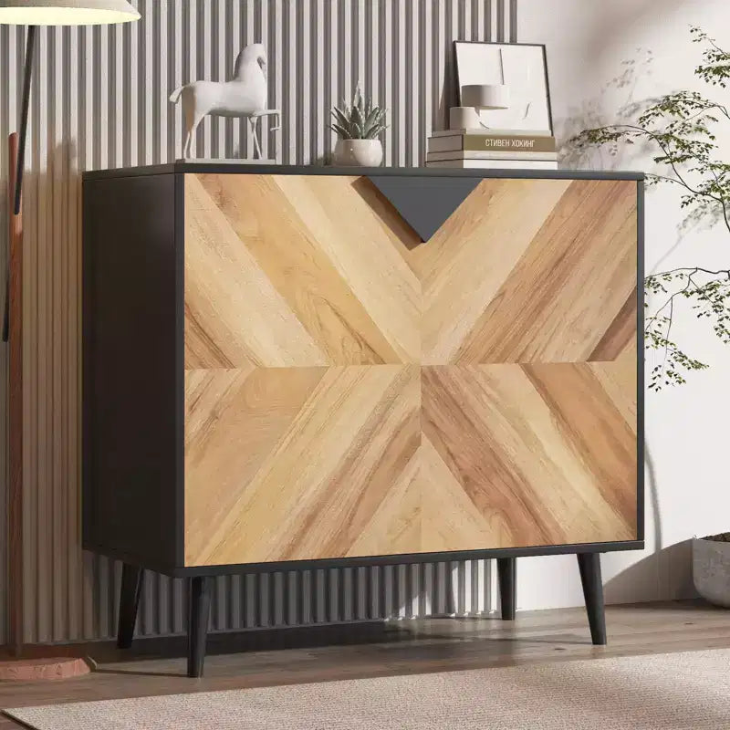 Armario de Almacenamiento con Vetas de Madera, 2 Puertas, Bisagras de Cierre Suave y Estante Ajustable, 80 cm An. x 74.4 cm Al.