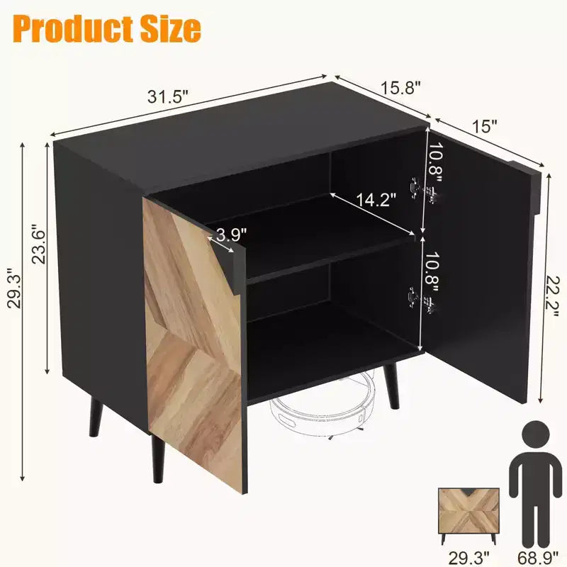Armario de Almacenamiento con Vetas de Madera, 2 Puertas, Bisagras de Cierre Suave y Estante Ajustable, 80 cm An. x 74.4 cm Al.