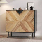 Armario de Almacenamiento con Vetas de Madera, 2 Puertas, Bisagras de Cierre Suave y Estante Ajustable, 80 cm An. x 74.4 cm Al.