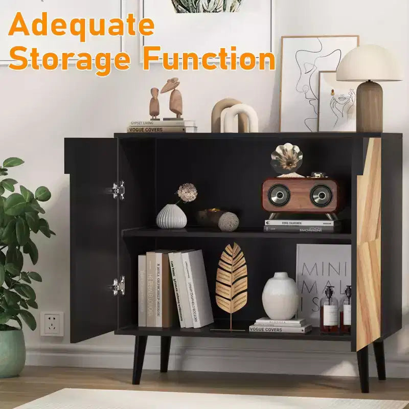 Armario de Almacenamiento con Vetas de Madera, 2 Puertas, Bisagras de Cierre Suave y Estante Ajustable, 80 cm An. x 74.4 cm Al.