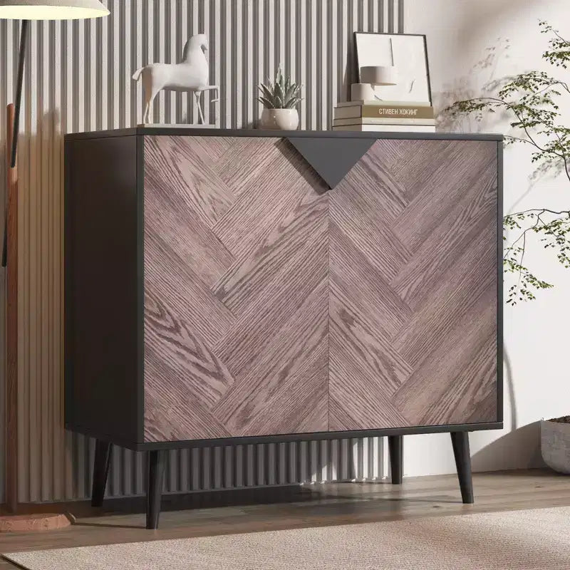 Armario de Almacenamiento con Vetas de Madera, 2 Puertas, Bisagras de Cierre Suave y Estante Ajustable, 80 cm An. x 74.4 cm Al.