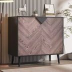 Armario de Almacenamiento con Vetas de Madera, 2 Puertas, Bisagras de Cierre Suave y Estante Ajustable, 80 cm An. x 74.4 cm Al.