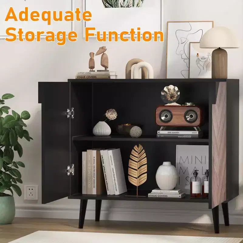 Armario de Almacenamiento con Vetas de Madera, 2 Puertas, Bisagras de Cierre Suave y Estante Ajustable, 80 cm An. x 74.4 cm Al.