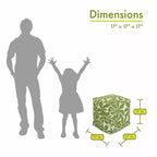 Puf otomano cubo, diseño Plantation, 17"x17"x17", funda lavable y relleno ecológico