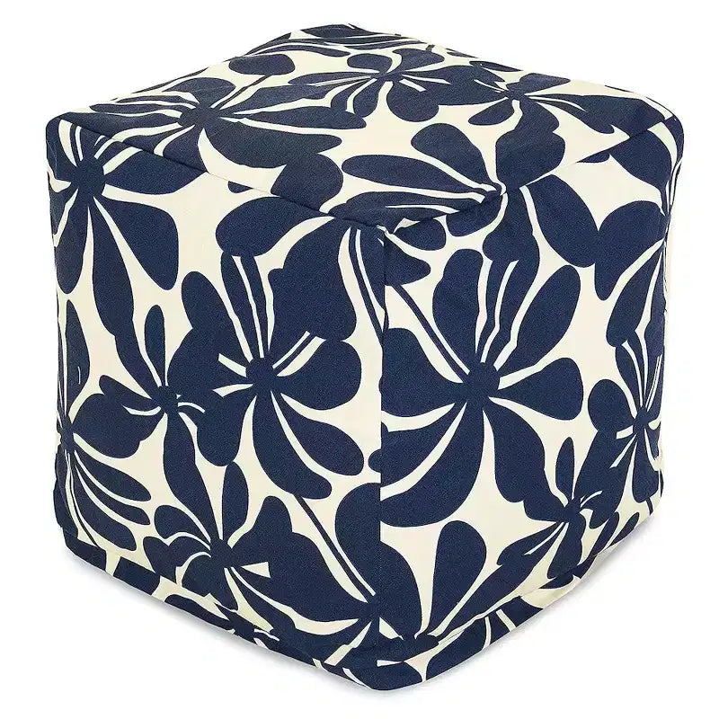 Puf otomano cubo, diseño Plantation, 17"x17"x17", funda lavable y relleno ecológico