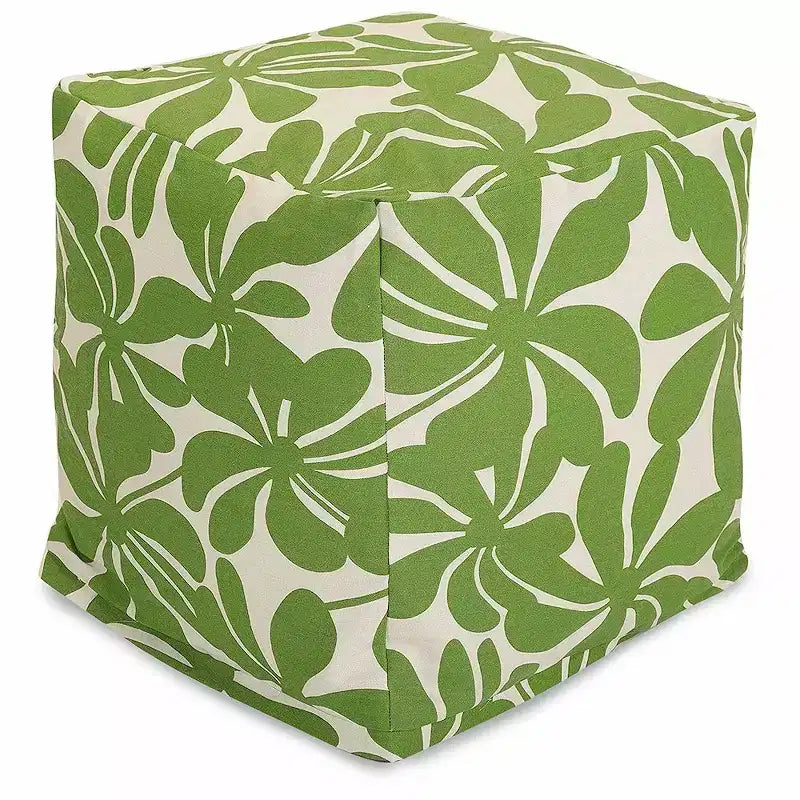 Puf otomano cubo, diseño Plantation, 17"x17"x17", funda lavable y relleno ecológico