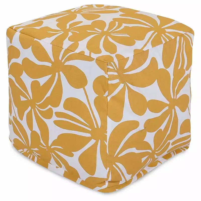 Puf otomano cubo, diseño Plantation, 17"x17"x17", funda lavable y relleno ecológico