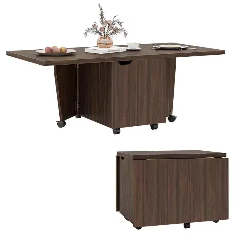 Mesa de centro plegable 48 Mesa central extensible con armarios de almacenamiento y ruedas Roble/Nogal/Marrón