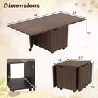 Mesa de centro plegable 48 Mesa central extensible con armarios de almacenamiento y ruedas Roble/Nogal/Marrón