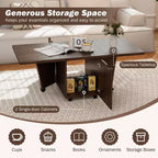 Mesa de centro plegable 48 Mesa central extensible con armarios de almacenamiento y ruedas Roble/Nogal/Marrón