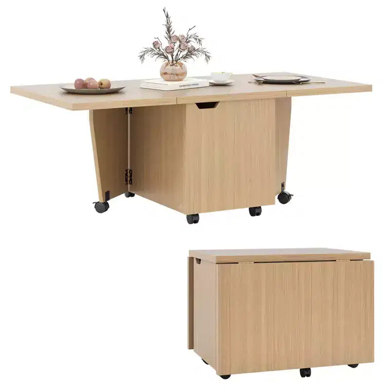 Mesa de centro plegable 48 Mesa central extensible con armarios de almacenamiento y ruedas Roble/Nogal/Marrón