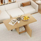 Mesa de centro plegable 48 Mesa central extensible con armarios de almacenamiento y ruedas Roble/Nogal/Marrón