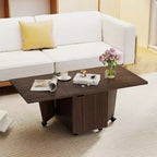 Mesa de centro plegable 48 Mesa central extensible con armarios de almacenamiento y ruedas Roble/Nogal/Marrón
