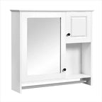 Armario de medicinas rectangular de MDF de 30 pulg. An. x 27 pulg. Al. con espejo, estantes ajustables y barra para toallas, blanco