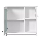 Armario de medicinas rectangular de MDF de 30 pulg. An. x 27 pulg. Al. con espejo, estantes ajustables y barra para toallas, blanco