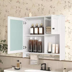 Armario de medicinas rectangular de MDF de 30 pulg. An. x 27 pulg. Al. con espejo, estantes ajustables y barra para toallas, blanco