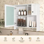 Armario de medicinas rectangular de MDF de 30 pulg. An. x 27 pulg. Al. con espejo, estantes ajustables y barra para toallas, blanco