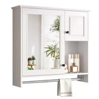 Armario de medicinas rectangular de MDF de 30 pulg. An. x 27 pulg. Al. con espejo, estantes ajustables y barra para toallas, blanco
