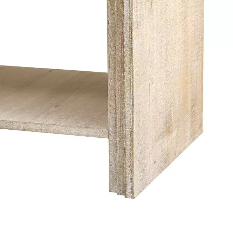 Mesa Consola de Madera con Gabinete de Almacenamiento, Mesa de Entrada Moderna con Diseño de Listones de Madera Trenzados para Sala de Estar y Entrada