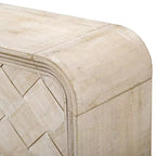 Mesa Consola de Madera con Gabinete de Almacenamiento, Mesa de Entrada Moderna con Diseño de Listones de Madera Trenzados para Sala de Estar y Entrada