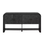 Mesa Consola de Madera con Gabinete de Almacenamiento, Mesa de Entrada Moderna con Diseño de Listones de Madera Trenzados para Sala de Estar y Entrada