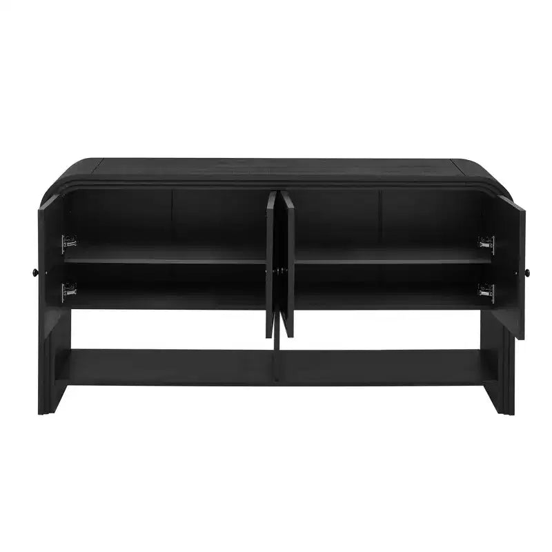 Mesa Consola de Madera con Gabinete de Almacenamiento, Mesa de Entrada Moderna con Diseño de Listones de Madera Trenzados para Sala de Estar y Entrada